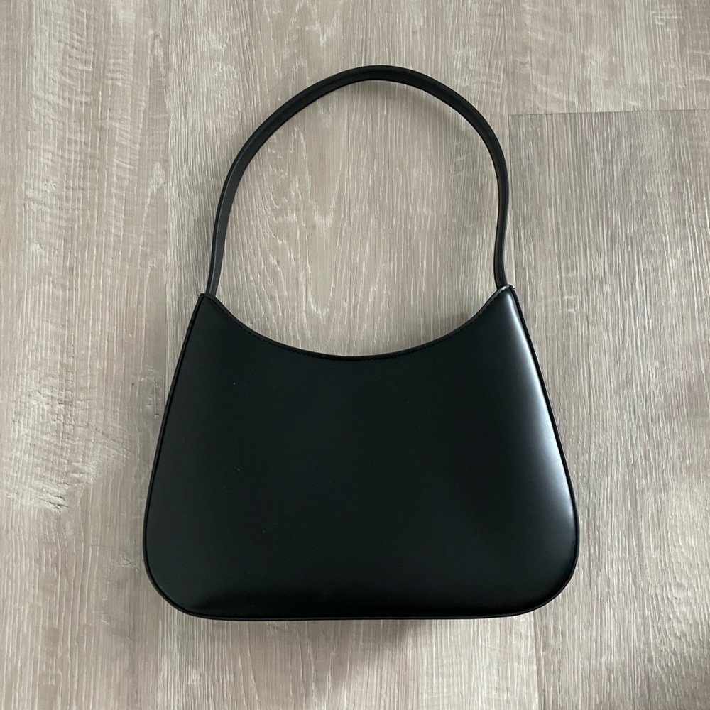 Oak + Fort Black Faux Leather Shoulder Bag